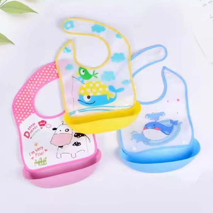 3-Pack Silicone Baby Bibs – BPA-Free, Easy-to-Clean, Reusable Feeding Bibs with Pocket