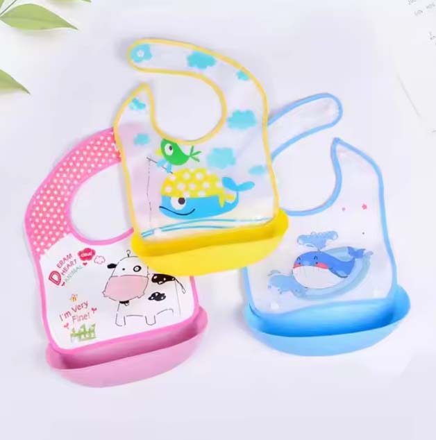 3-Pack Silicone Baby Bibs – BPA-Free, Easy-to-Clean, Reusable Feeding Bibs with Pocket