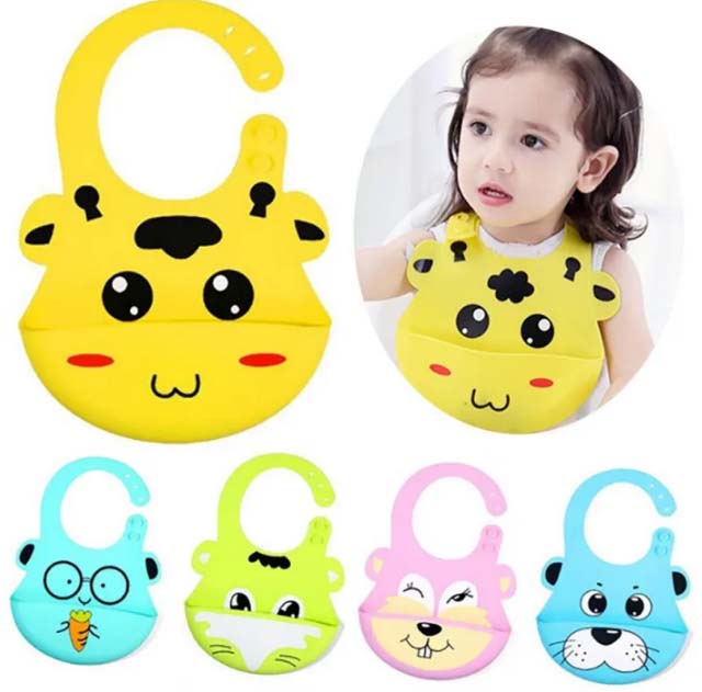 Silicone Baby Bib Set of 3 – Waterproof, Soft & Durable Bibs for Infants and Toddlers