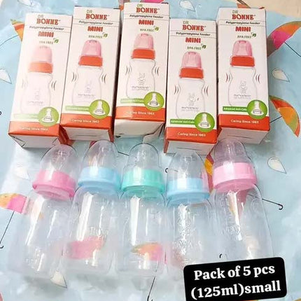 Bonne Mini Feeding Bottles 125ml – Pack of 5 | BPA-Free, Leak-Proof, Anti-Colic Bottles for Newborns & Infants