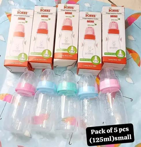 Bonne Mini Feeding Bottles 125ml – Pack of 5 | BPA-Free, Leak-Proof, Anti-Colic Bottles for Newborns & Infants