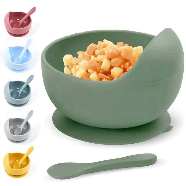 Baby Silicone Bowl with Spoon – Suction Base Feeding Bowl Set | BPA-Free, Non-Slip – Pack of 1