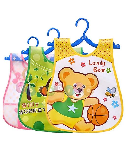 Baby Bibs – Pack of 3 | Soft, Waterproof & Adjustable Feeding Bibs with Food Catcher Pocket