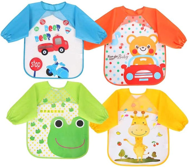 Baby Full Sleeve Bib – Waterproof Feeding Apron with Pocket (Pack of 1) | Soft, Long Sleeve Bib for 6–24 Months