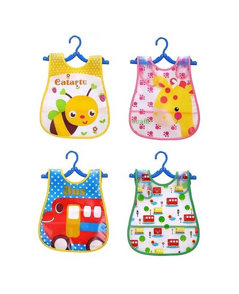 Baby Waterproof Bibs Pack of 4 – Soft, Lightweight & Easy-to-Clean Feeding Bibs