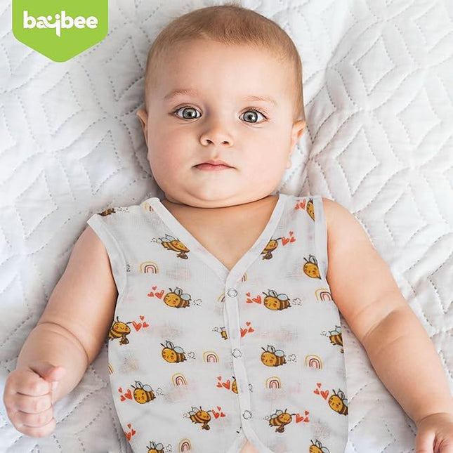 Baby Jhabla (0–6 Months) – Soft Cotton Front-Open Vests | Multicolor Pack of 5