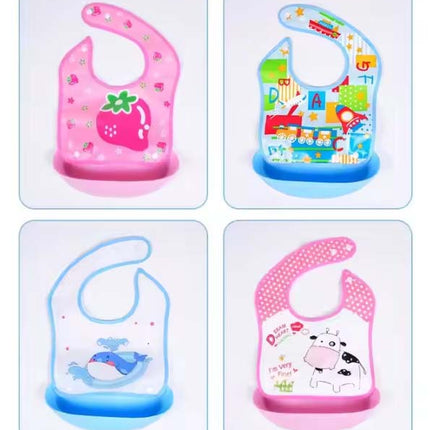 3-Pack Silicone Baby Bibs – BPA-Free, Easy-to-Clean, Reusable Feeding Bibs with Pocket
