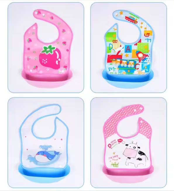3-Pack Silicone Baby Bibs – BPA-Free, Easy-to-Clean, Reusable Feeding Bibs with Pocket