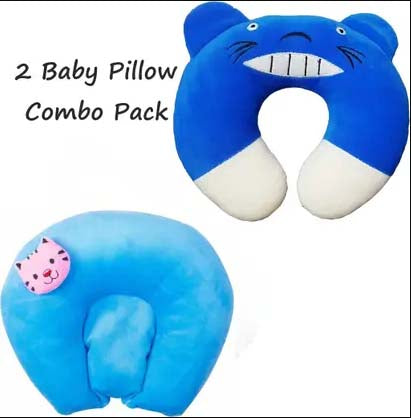 Baby Pillow Combo – U-Shape Neck Pillow & Rai Mustard Seed Head Shaping Pillow | Soft Cotton | Pack of 2