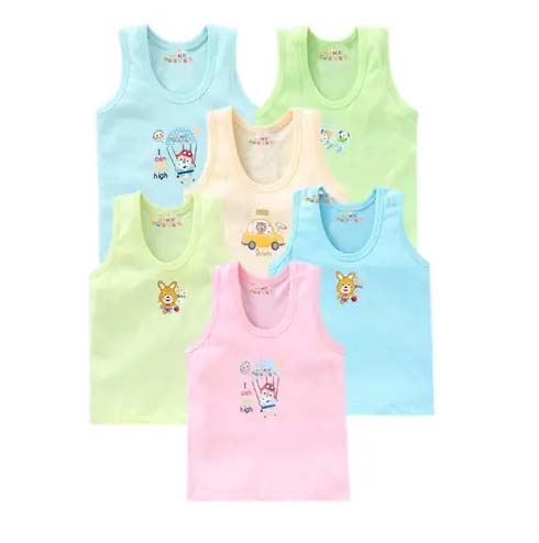 Baby Colored Cotton Innerwear for 0–12 Months – Soft & Breathable Vests | Pack of 6