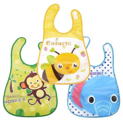 Baby Bibs – Pack of 3 | Soft, Waterproof & Adjustable Feeding Bibs with Food Catcher Pocket