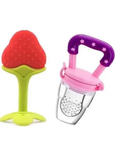 NewBorn Combo Pack of 2 of Silicone Food/Fruit Nibbler & Teether for Baby, Infant