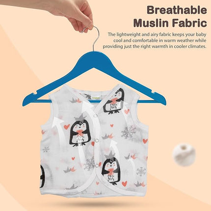 Baby Jhabla (0–6 Months) – Soft Cotton Front-Open Vests | Multicolor Pack of 5