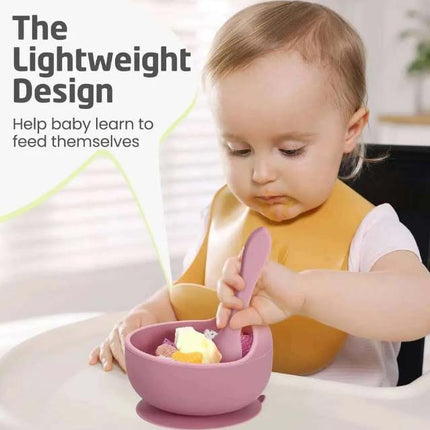 Baby Silicone Bowl with Spoon – Suction Base Feeding Bowl Set | BPA-Free, Non-Slip – Pack of 1