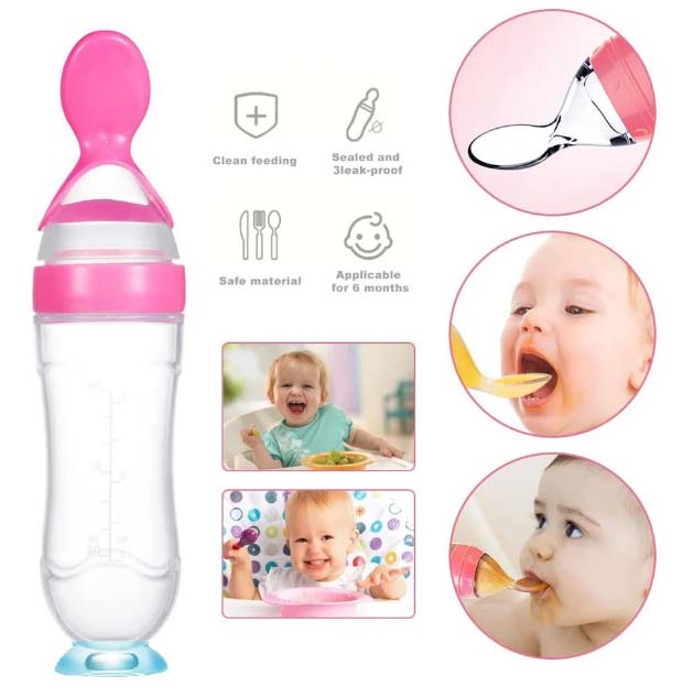 Baby Spoon Feeder – Soft Silicone Feeding Bottle with Spoon Tip | BPA-Free – Pack of 1
