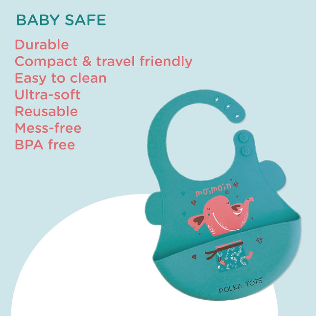 Silicone Baby Bib Set of 3 – Waterproof, Soft & Durable Bibs for Infants and Toddlers