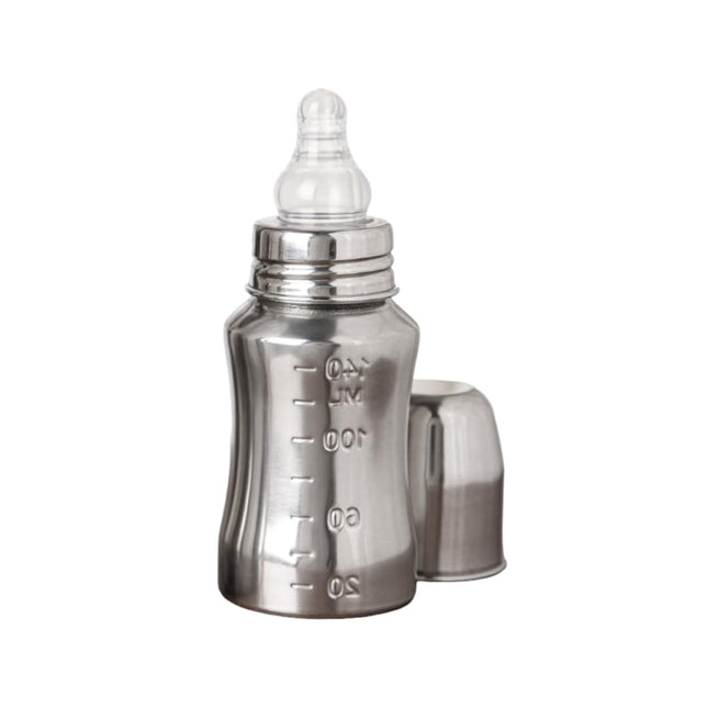 Baby Steel Feeding Bottle – 120 ml with 2 Nipples | Safe, Durable & Easy to Clean