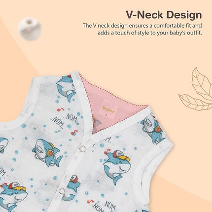 Baby Jhabla (0–6 Months) – Soft Cotton Front-Open Vests | Multicolor Pack of 5