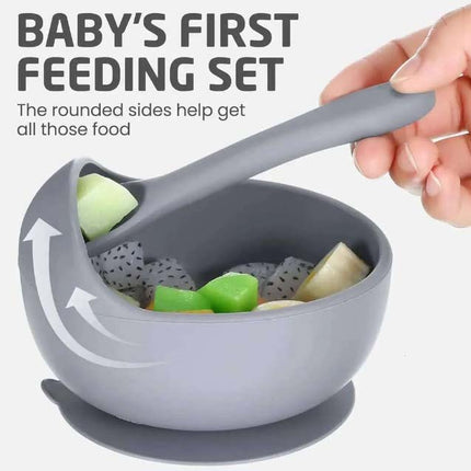 Baby Silicone Bowl with Spoon – Suction Base Feeding Bowl Set | BPA-Free, Non-Slip – Pack of 1