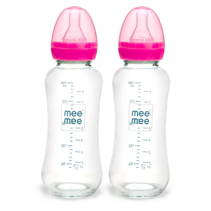 Mee Mee Premium Glass Feeding Bottle – Pack of 2 (240ml Each)