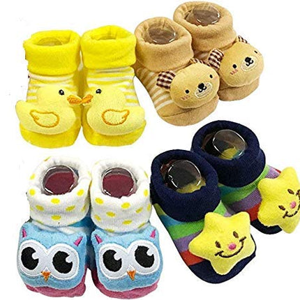 NewBorn Baby Booties Socks – Pack of 4 | Soft, Cozy, Non-Slip Infant Socks