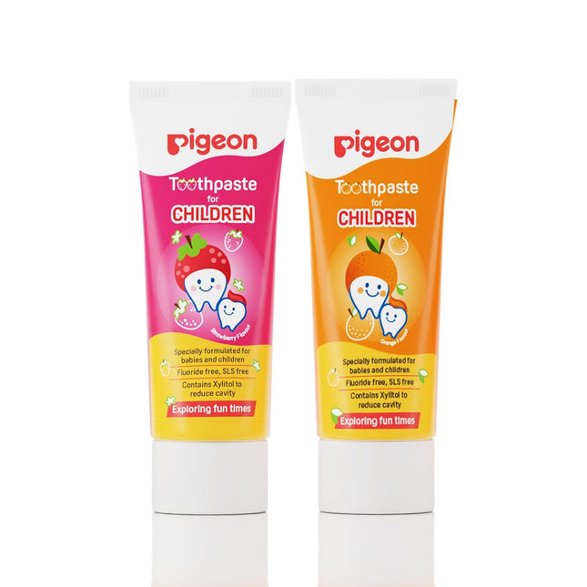 Pigeon Baby Toothpaste, Strawberry & Orange (45g, Pack of 2) – Fluoride-Free & Safe for Infants