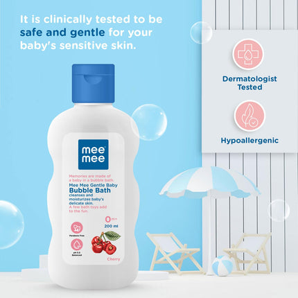 Mee Mee Gentle Baby Bubble Bath | Tear-Free, pH Balanced, Cherry Scent – 400 ml