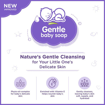 Himalaya Gentle Baby Soap – Pack of 4 (Buy 3 Get 1 Free) | With Almond Oil & Olive Oil | Soft & Mild on Baby's Skin"
