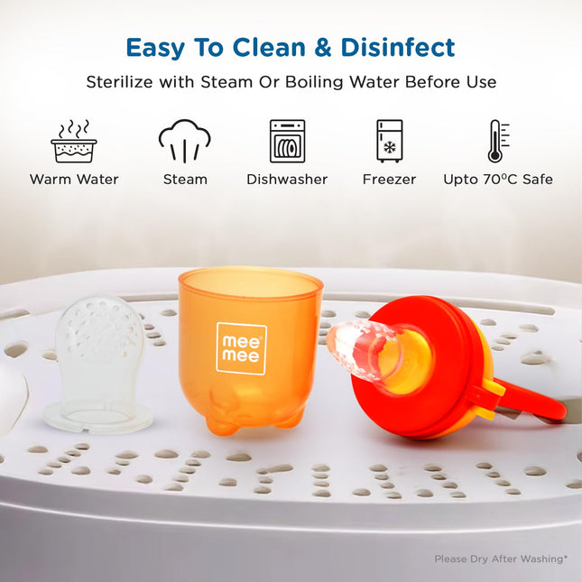 Mee Mee Fruit Nibbler for Babies – Soft Silicone Sack, BPA-Free, Easy-Grip Handle with Protective Cap