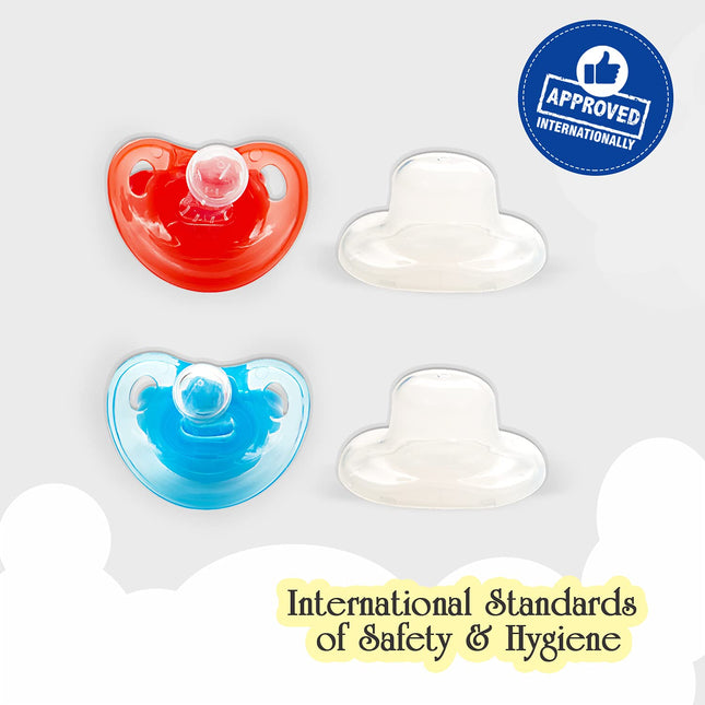 Mee Mee Baby Pacifier – BPA-Free, Orthodontic Silicone Nipples with Protective Cap | Pack of 2