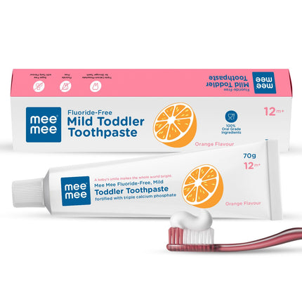 Mee Mee Fluoride‑Free Mild Toddler Toothpaste – Orange Flavor, 70 g (Pack of 1)