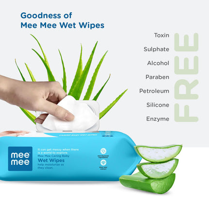 Mee Mee Baby Wipes with Aloe Vera – Buy 2 Packs, Get 1 Free – 216 Wipes Total