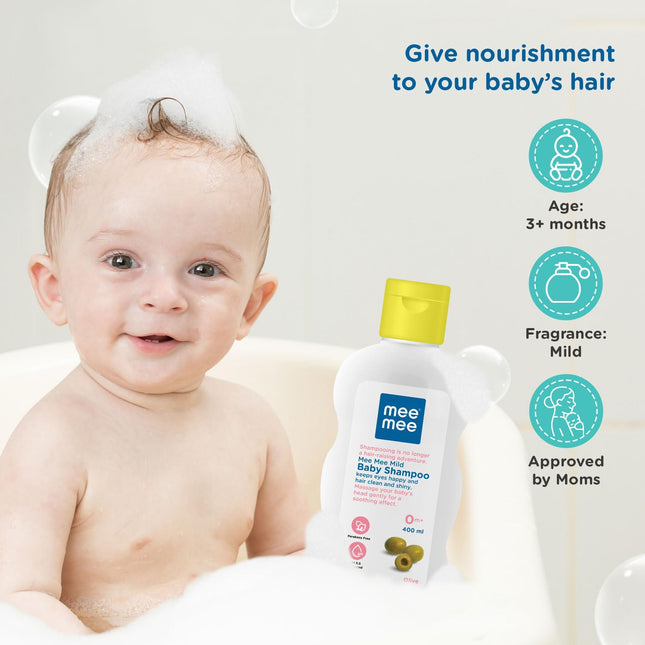 Mee Mee Baby Shampoo 400 ml | Tear‑Free Rich Moisture Shampoo for Baby | pH 5.5 | Toxin-Free & Alcohol-Free | Ideal for Babies & Kids