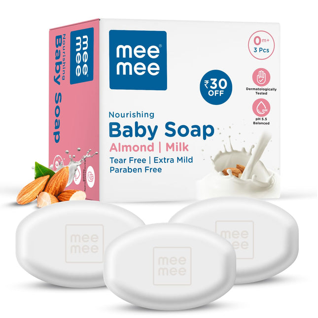 Mee Mee Nourishing Baby Soap with Almond & Milk Extracts, 75 g (Pack of 3)