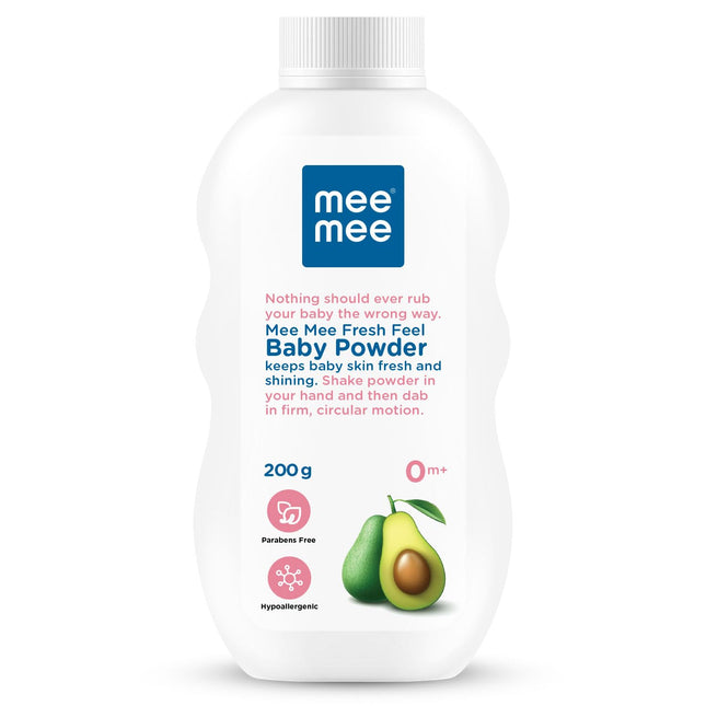 Mee Mee Baby Powder – Fresh Feel, 200 g (Talcum Powder), Clinically & Dermatologically Tested, Paraben Free, Suitable 0 m+