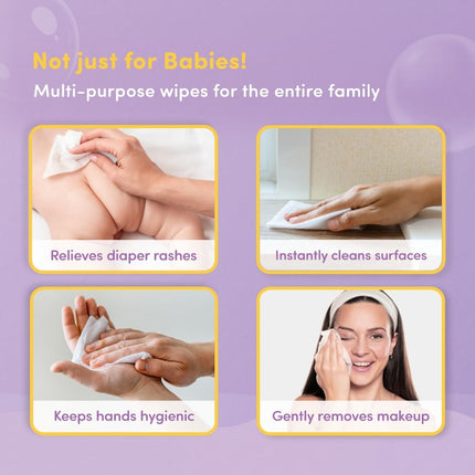 Mylo Baby Wipes – Pack of 3 (80 Wipes Each) – Ultra-Soft, Aloe Vera Enriched & Gentle Care