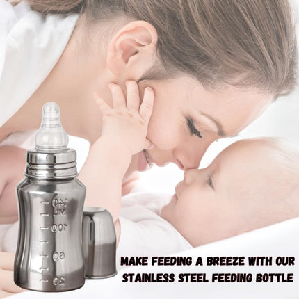 Baby Steel Feeding Bottle – 120 ml with 2 Nipples | Safe, Durable & Easy to Clean