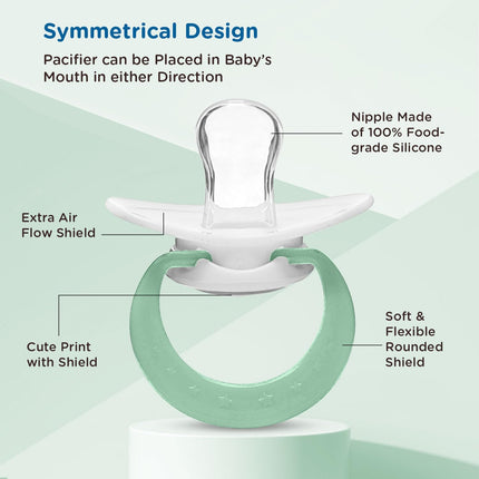 Mee Mee Baby Pacifier Ultra Light Soft Silicone Nipple | BPA‑Free | Oral Stimulatory Teether | Pack of 2 | 0–6 Months