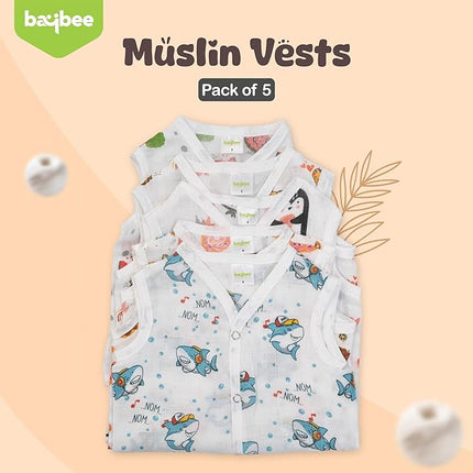 Baby Jhabla (0–6 Months) – Soft Cotton Front-Open Vests | Multicolor Pack of 5