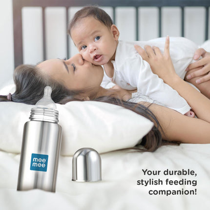 Mee Mee Baby Steel Feeding Bottle – 300 ml | Durable, Safe & Comfortable Feeding