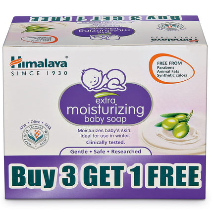 Himalaya Gentle Baby Soap – Pack of 4 (Buy 3 Get 1 Free) | With Almond Oil & Olive Oil | Soft & Mild on Baby's Skin"