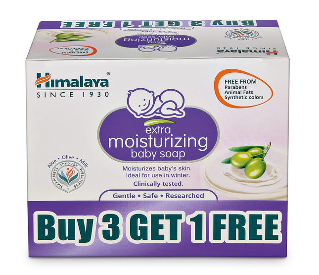 Himalaya Gentle Baby Soap – Pack of 4 (Buy 3 Get 1 Free) | With Almond Oil & Olive Oil | Soft & Mild on Baby's Skin"