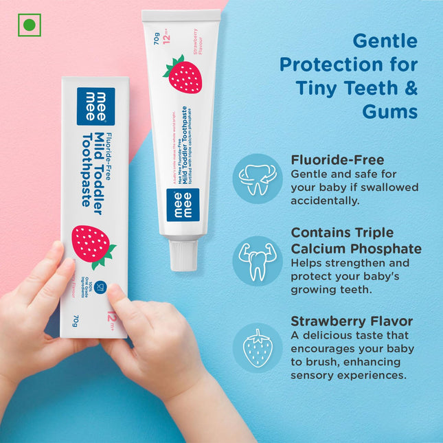 Mee Mee Gentle Baby Toothpaste – Natural Strawberry Flavor, No Fluoride, 70g