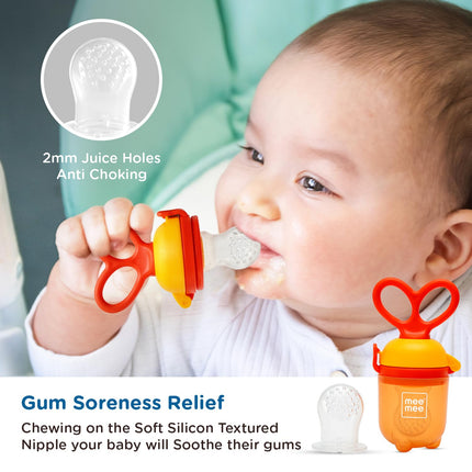 Mee Mee Fruit Nibbler for Babies – Soft Silicone Sack, BPA-Free, Easy-Grip Handle with Protective Cap
