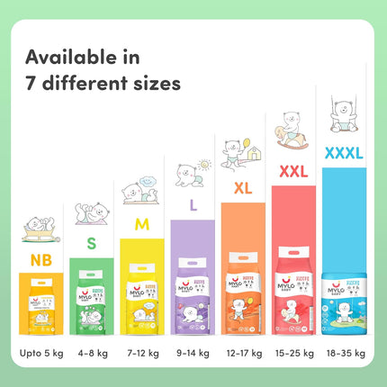 Mylo Baby Diapers – Large Size (9–14 kg), 32 Count – Soft, Absorbent & Leak-Proof Comfort