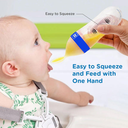 Mee Mee Squeezy Silicone Spoon Food Feeder with In-built Stand – 90 ml, BPA‑Free – Ideal for 6 to 12 Months