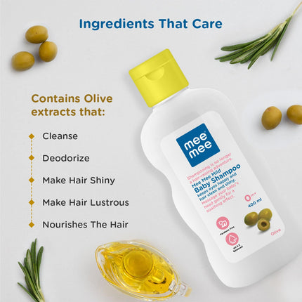 Mee Mee Baby Shampoo 400 ml | Tear‑Free Rich Moisture Shampoo for Baby | pH 5.5 | Toxin-Free & Alcohol-Free | Ideal for Babies & Kids