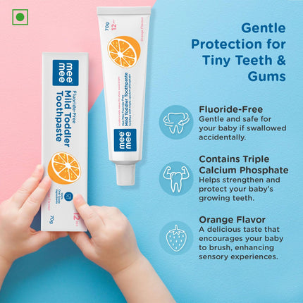 Mee Mee Fluoride‑Free Mild Toddler Toothpaste – Orange Flavor, 70 g (Pack of 1)