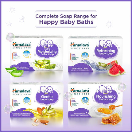 Himalaya Gentle Baby Soap – Pack of 4 (Buy 3 Get 1 Free) | With Almond Oil & Olive Oil | Soft & Mild on Baby's Skin"
