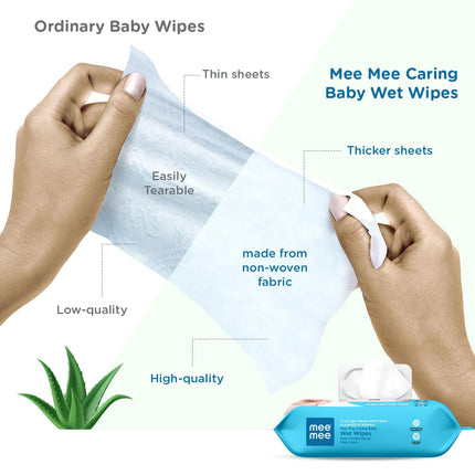 Mee Mee Baby Wipes with Aloe Vera – Buy 2 Packs, Get 1 Free – 216 Wipes Total